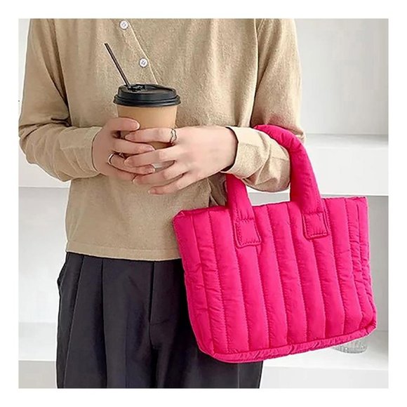 Tigerstars Stylish Fuchsia Quilted Padded Tote Bag - Picture 1 of 5